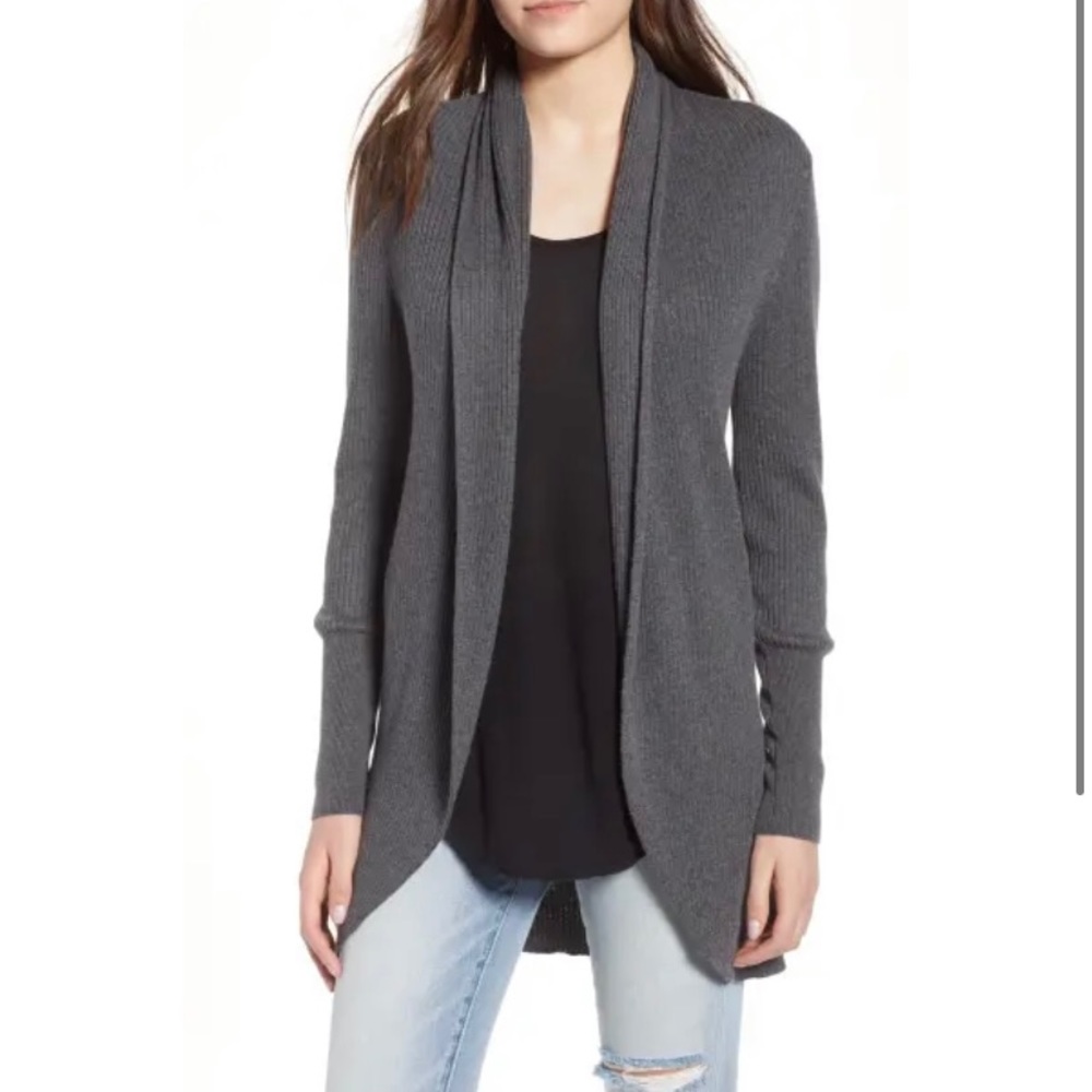 Leith Ribbed Shawl Cocoon Sweater - M